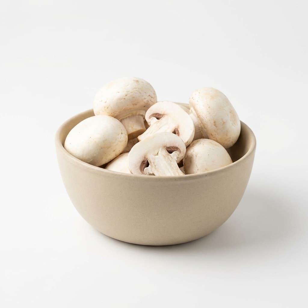 Fresh Button Mushrooms in Bowl